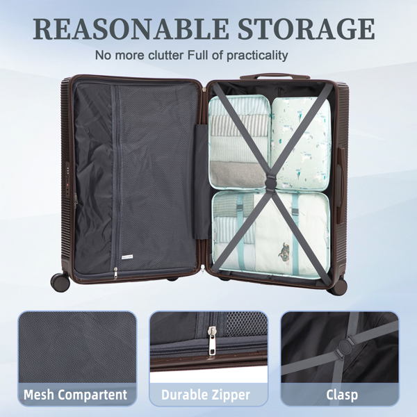 20"/24"/28" 3件套 ABS材质万向轮行李箱，登机箱，同色系，TSA密码锁（棕色）-22