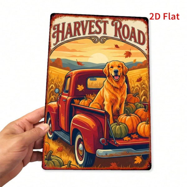 CIFbuy 金毛寻回犬金属墙饰 8x12，公路风景铁皮装饰家居（TikTok, temu 自提物流）-8