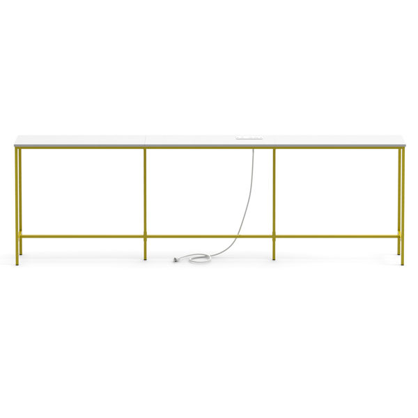 白金色 240cm长 密度板贴三胺+铁 240*20*79cm 玄关桌 带排插（美标）-1
