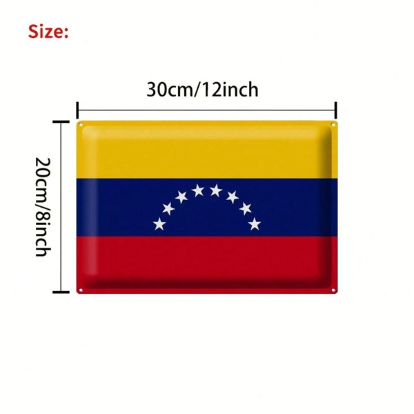 CIFbuy 金属旗帜牌匾 20x30厘米，红黄绿条纹五角星墙面装饰（TikTok, temu 自提物流）-1