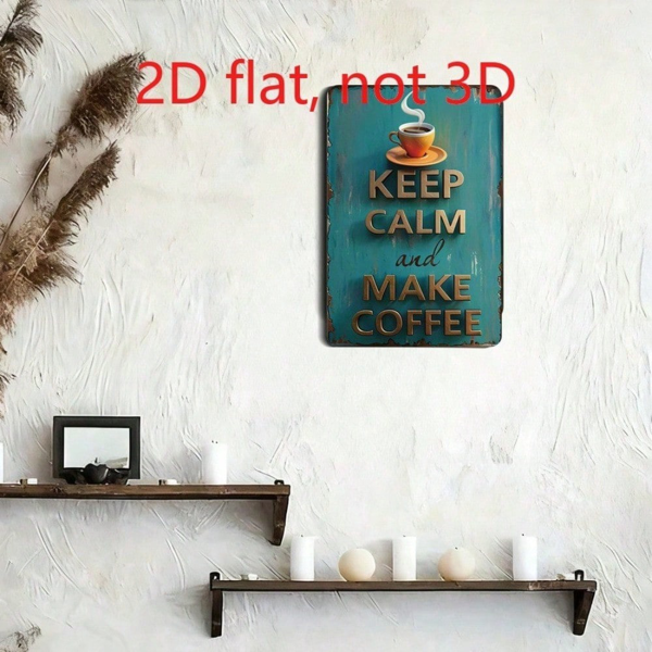 CIFbuy 复古“保持冷静，煮咖啡”铁皮装饰牌 20x30厘米，复古金属厨房装饰（TikTok, temu 自提物流）-2