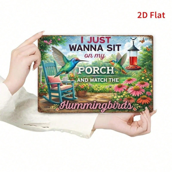 CIFbuy 1个复古蜂鸟花园牌匾，2D平面设计，鸟类爱好者庭院装饰，尺寸11.8×7.87英寸（TikTok, temu 自提物流）