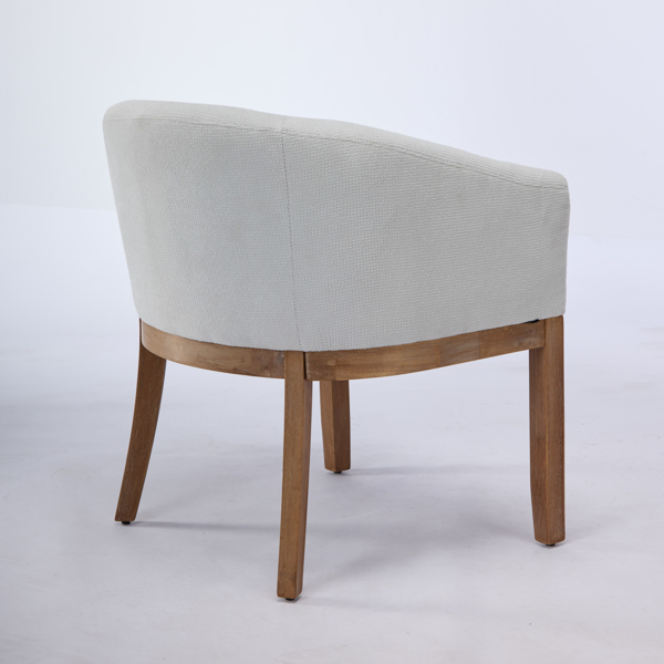 Mid Century Modern Upholstered Barrel Dining Chairs with Arms,Farmhouse Linen Kitchen & Dining Room Chairs with Natural Hardwood Frame, 19" W Accent Chairs for Living Room,Single Pack,Beige,SW1891BG-6