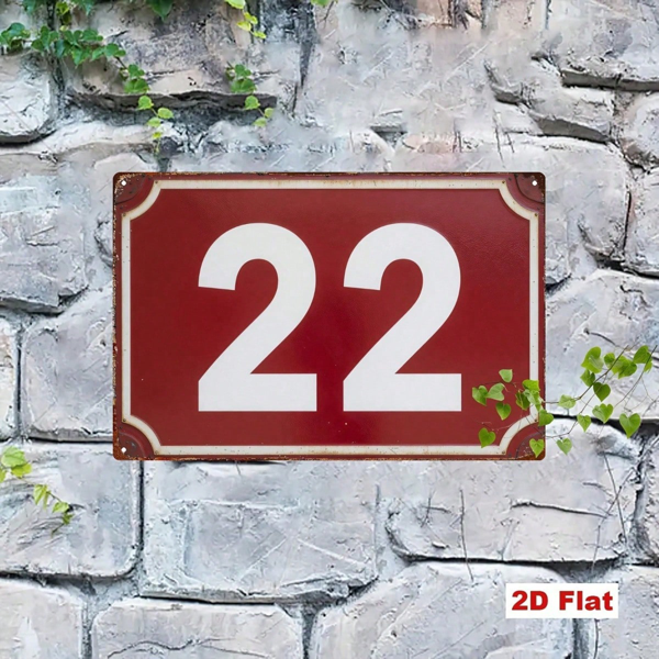 CIFbuy 复古22号金属招牌 8x12英寸，二维平面红白数字墙饰（TikTok, temu 自提物流）-3