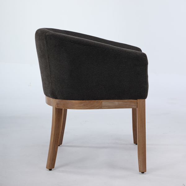 Mid Century Modern Upholstered Barrel Dining Chairs with Arms,Farmhouse Linen Kitchen & Dining Room Chairs with Natural Hardwood Frame, 19" W Accent Chairs,Single Pack,Charcoal Gray,SW1891BK-5