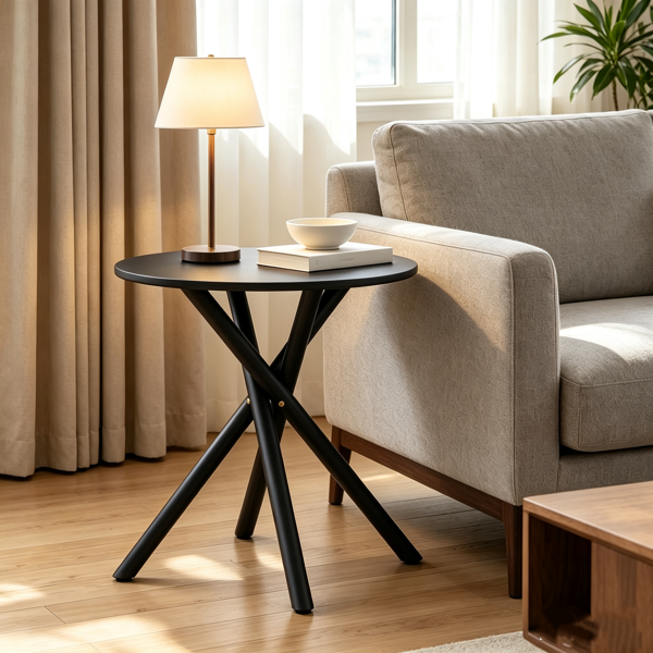 【禁售亚马逊】黑色 密度板贴三胺+铁 60*60*60cm 热转印 交叉腿 边几-9