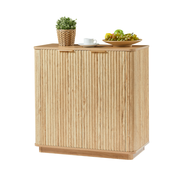 31.5'' Buffet Cabinet Sideboard with Storage Curved wave Design for Bedroom, Living Room, Hallway, Oak,31.5''W x 15.75''D x 31.5''H.-9