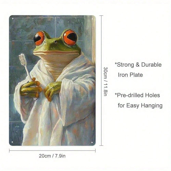 CIFbuy 青蛙金属装饰牌 趣味浴室装饰 8x12，厨房卫生间铁质墙饰（TikTok, temu 自提物流）-4