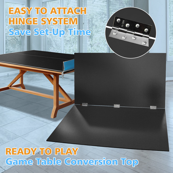 8ft Black Mid-Size Ping Pong Conversion Top Foldable & Portable Table Tennis Table Top for Indoor Games-6
