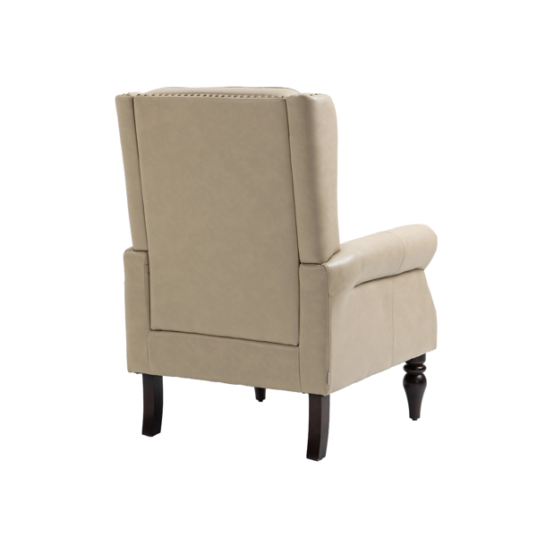 Wood Frame Armchair, Modern Accent Chair Lounge Chair with Sturdy Wood Legs for Living Room Bedroom (Camel PU)-13
