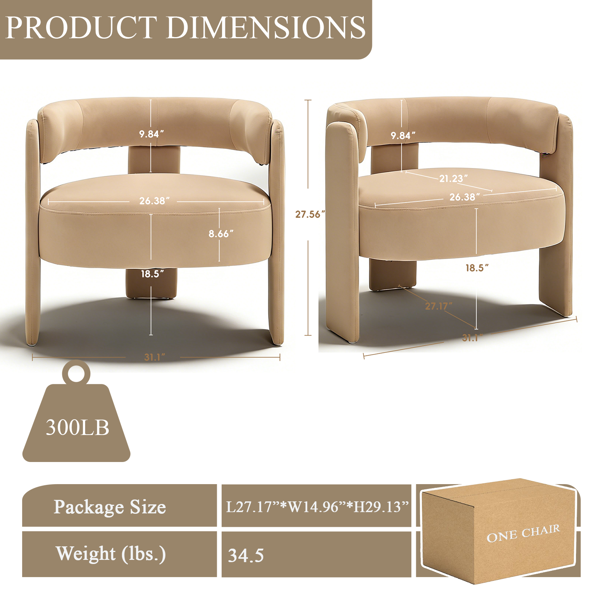 Accent Chair for Living Room, Velvet Comfy Single Sofa Chair Mid-Century Modern Armchair Wooden Legs for Bedroom Office Reading-27