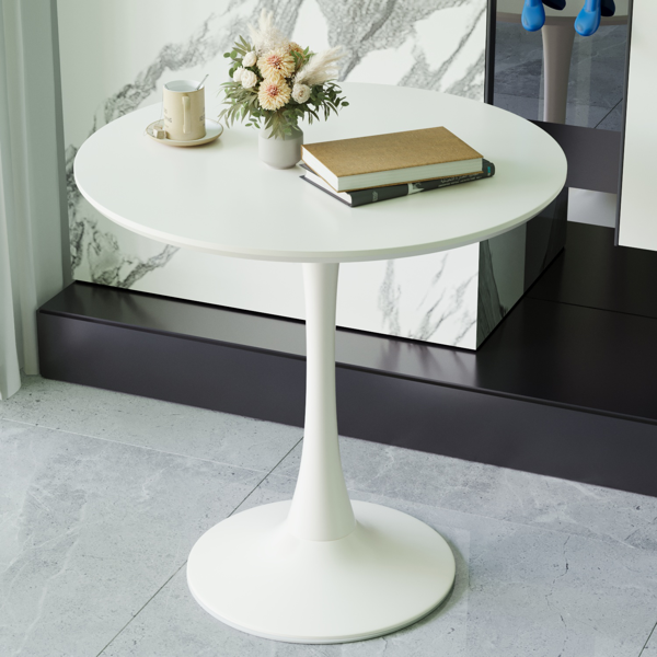 31.5" White Round Dining Table, Tulip Table Kitchen Dining Table 2-4 People with MDF Table Top & Pedestal Base, Mid-Century End Table Leisure Coffee Table Office Living Room Table-4
