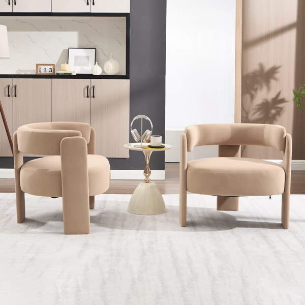 Accent Chair for Living Room, Velvet Comfy Single Sofa Chair Mid-Century Modern Armchair Wooden Legs for Bedroom Office Reading-19