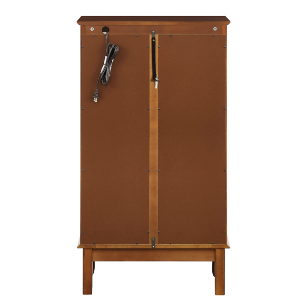 Curio Cabinet Lighted Curio Diapaly Cabinet with Adjustable Shelves and Mirrored Back Panel, Tempered Glass Doors (Oak, 3 Tier), (E26 light bulb not included)-11