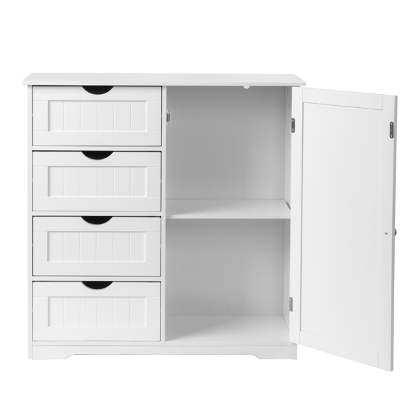 白色  密度板喷漆+刨花板三胺贴面 竖纹 80*30*80cm 4抽 1门 浴室立柜-4