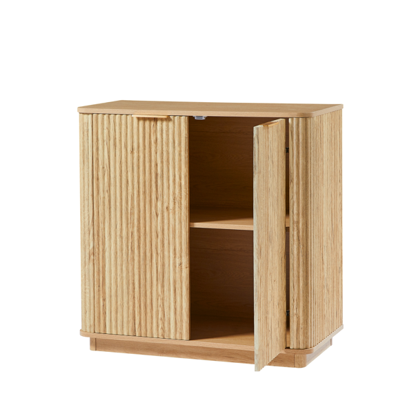 31.5'' Buffet Cabinet Sideboard with Storage Curved wave Design for Bedroom, Living Room, Hallway, Oak,31.5''W x 15.75''D x 31.5''H.-11