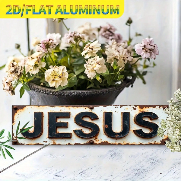 CIFbuy 耶稣金属壁饰牌 2D平面款 复古宗教风教堂家居装饰（TikTok, temu 自提物流）-2