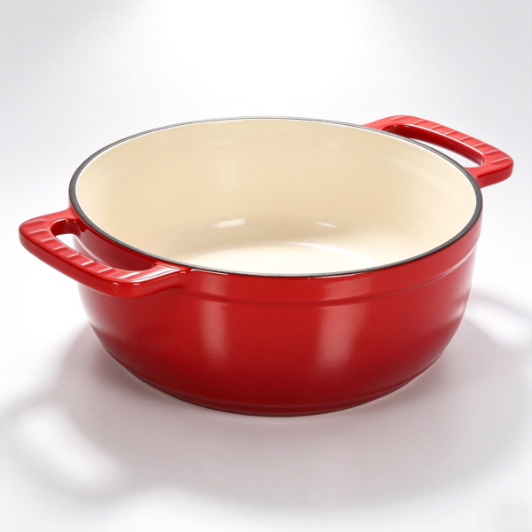 铸铁 6QT 烹饪锅具 红色渐变 含两个硅胶手套 珐琅锅-9
