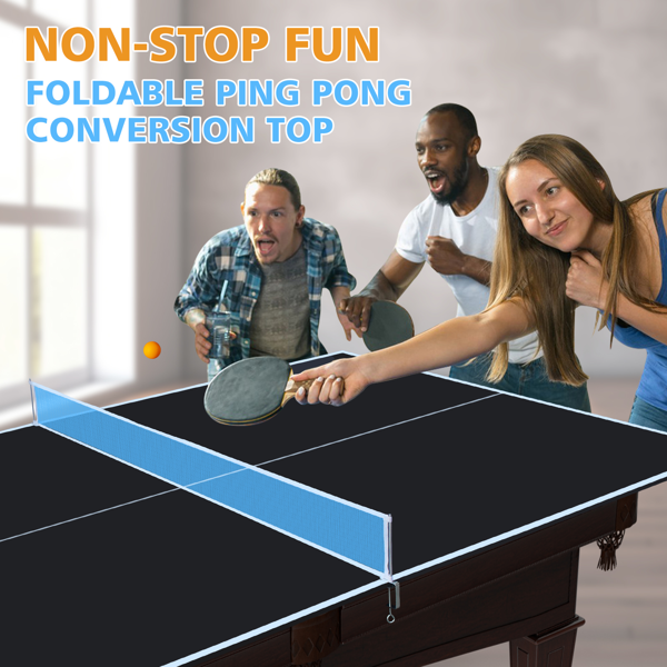 8ft Black Mid-Size Ping Pong Conversion Top Foldable & Portable Table Tennis Table Top for Indoor Games-3