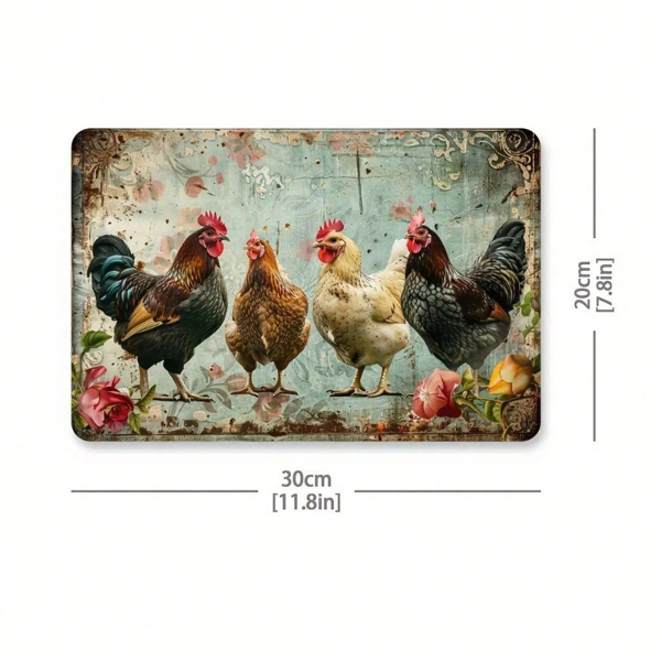 CIFbuy 复古鸡肉金属铁皮招牌，复古农舍风格铁艺墙饰，适用于家居与厨房（TikTok, temu 自提物流）-8