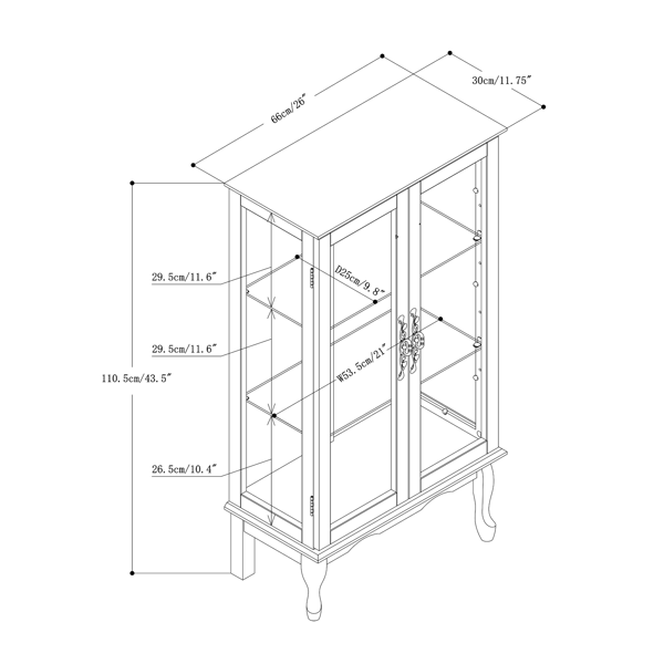 Curio Cabinet Lighted Curio Diapaly Cabinet with Adjustable Shelves and Mirrored Back Panel, Tempered Glass Doors (Cherry, 3 Tier), (E26 light bulb not included)-14