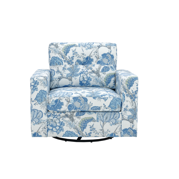 Floral Upholstery Degree Rotation Single Sofa Chair for Living Room, Bedroom, Office-7