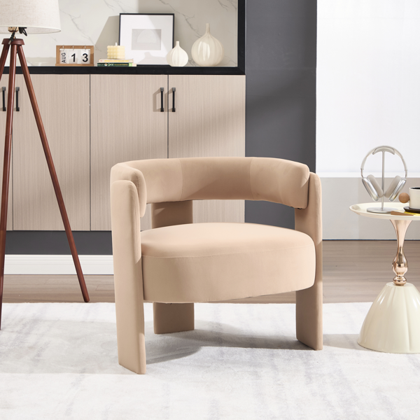 Accent Chair for Living Room, Velvet Comfy Single Sofa Chair Mid-Century Modern Armchair Wooden Legs for Bedroom Office Reading-5