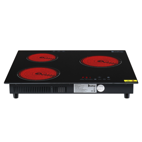 欧规 DT3 23in 厨房炉灶 220V 220V,5200W 长方形3头炉 玻璃晶板加铁质喷涂防锈底壳 黑色 触屏内嵌接线 欧洲-2
