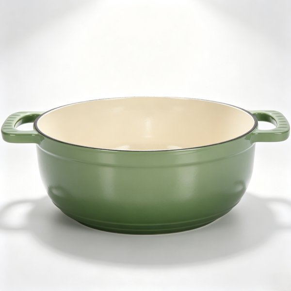 铸铁 7.5QT 烹饪锅具 渐变绿 含两个硅胶手套 珐琅锅-3