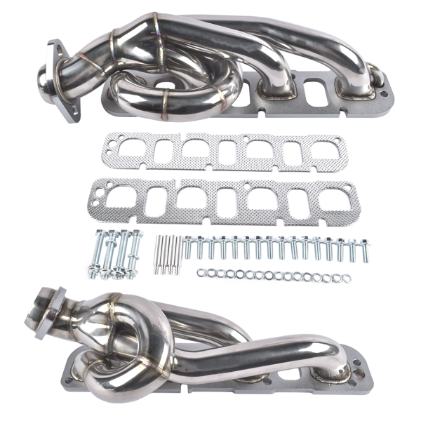 排气歧管 Pair Shorty Headers Fits for Dodge Ram 1500 2500 3500 Hemi V8 5.7L 345Cu 2003-2008-7