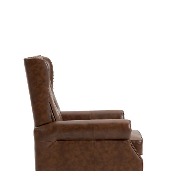 Wood Frame Armchair, Modern Accent Chair Lounge Chair with Sturdy Wood Legs for Living Room Bedroom (Brown PU)-20