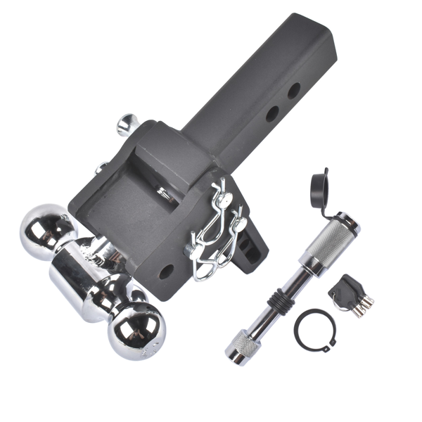 拖车钩 Adjustable Trailer Hitch Fits 2" Receiver Tri-Ball 5" Drop 10K GTW with Lock-3