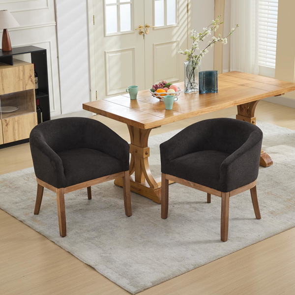 Mid Century Modern Upholstered Barrel Dining Chairs with Arms,Farmhouse Linen Kitchen & Dining Room Chairs with Natural Hardwood Frame, 19" W Accent Chairs,Single Pack,Charcoal Gray,SW1891BK-16