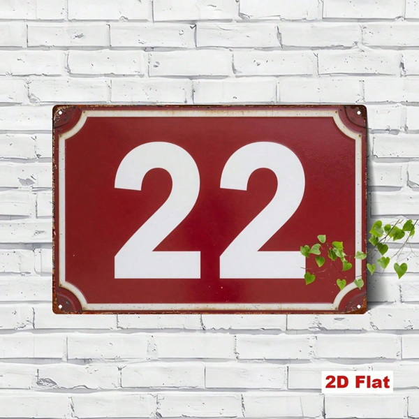 CIFbuy 复古22号金属招牌 8x12英寸，二维平面红白数字墙饰（TikTok, temu 自提物流）-7