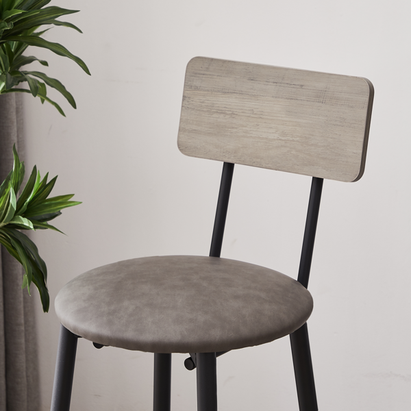 Bar Table Set with 4 Bar stools PU Soft seat with backrest, Grey, 47.24'' L x 23.62'' W x 35.43'' H-16