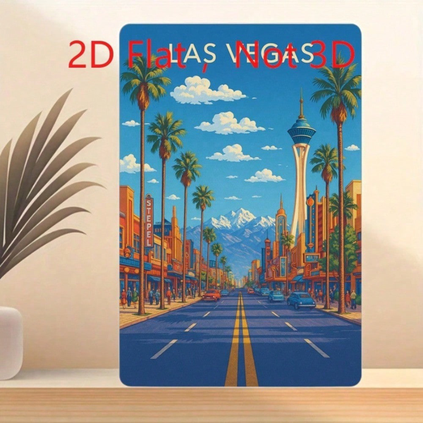 CIFbuy 复古拉斯维加斯城市街景2D印刷铁皮画 20x30厘米 艺术品（TikTok, temu 自提物流）-4