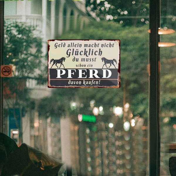 CIFbuy 复古德国金属墙牌，幸福始于一匹马 铁艺 8x12（TikTok, temu 自提物流）-4