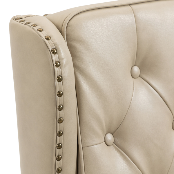 Wood Frame Armchair, Modern Accent Chair Lounge Chair with Sturdy Wood Legs for Living Room Bedroom (Camel PU)-18