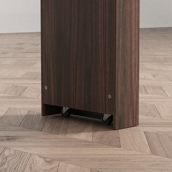 Modern Bar Cabinet with Rotating top, Counter Height Dining Cabinet with 6 Storage space and 2 Ribbed Glass Door for Kitchen, The Rotating Top with 3 Storage Shelves Dining Room, Living Room, Walnut-11