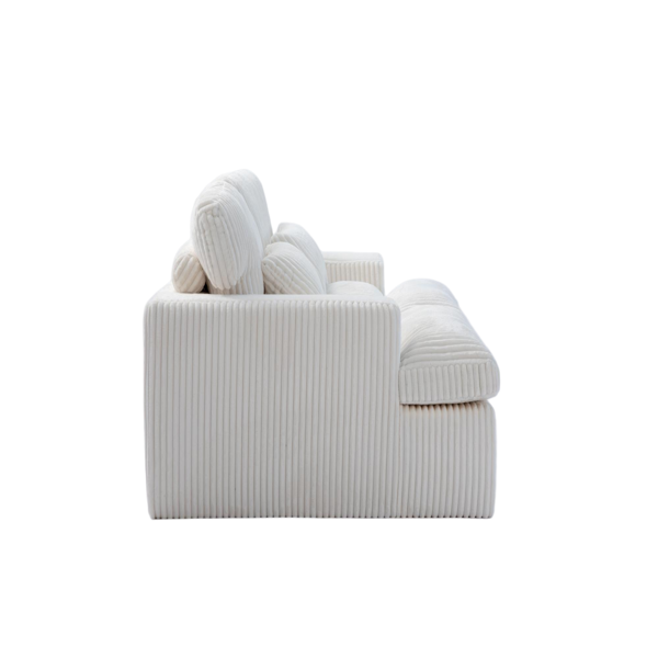 Double Chaise Lounge Chair Indoor,Oversized Upholstered Sleeper Cloud Couch,Deep Seat Luxury Sofa Bed,Sectional Sofa Chaise Love-seat,Corduroy Reading Chair for Living Room,No Assembly Required,White-25