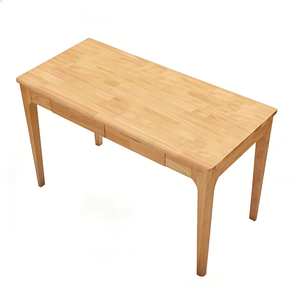 Solid Wood Desk with Drawers, Standing Desk with Smooth Edges, Home Office Desk for Small Spaces, Mid Century Modern Desk for Study, Bedroom, Living Room, Office, (Natural Wood Color)-23