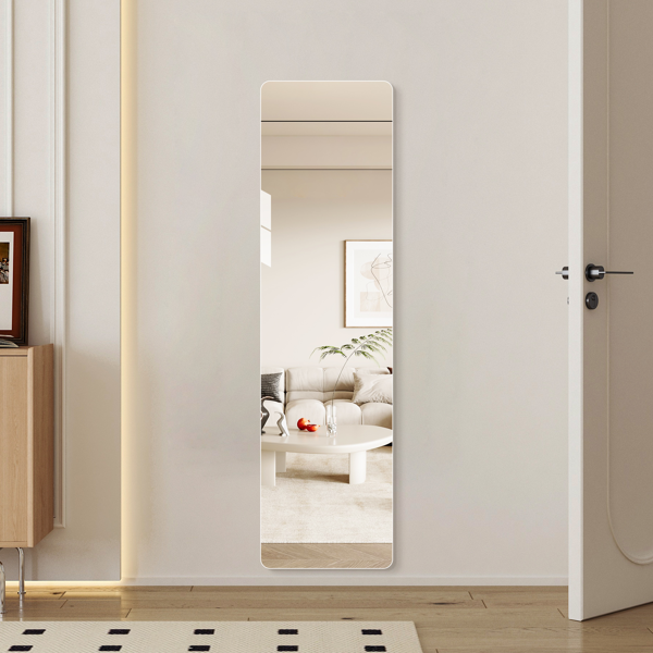 60" x 15" Full Length Wall Mirror, Frameless Rounded Rectangle Body Mirror with Shatter-Resistant Backing, 3 Installation Options, HD Silver Glass Mirror for Bedroom, Closet, Entryway & Salon-2