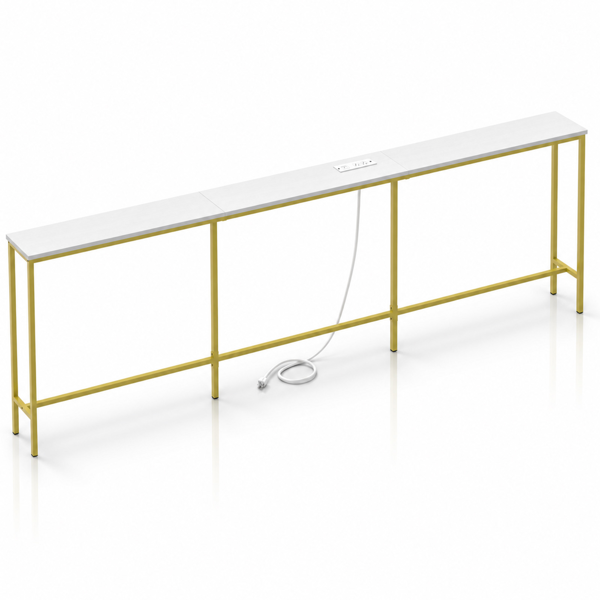 白金色 240cm长 密度板贴三胺+铁 240*20*79cm 玄关桌 带排插（美标）-5