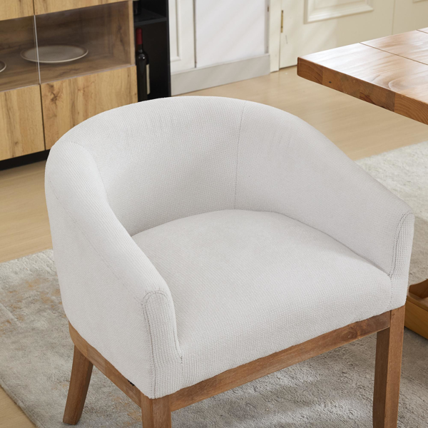 Mid Century Modern Upholstered Barrel Dining Chairs with Arms,Farmhouse Linen Kitchen & Dining Room Chairs with Natural Hardwood Frame, 19" W Accent Chairs for Living Room,Single Pack,Beige,SW1891BG-9