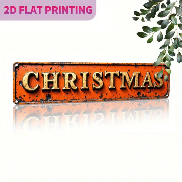 CIFbuy 质朴铝制圣诞墙饰牌，二维平面，复古节日装饰（TikTok, temu 自提物流）-2