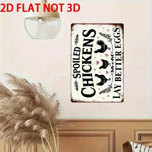 CIFbuy 2D 平面造型的“坏掉的小鸡下更好蛋”铁皮装饰牌，农舍风格艺术装饰，8x12 英寸（TikTok, temu 自提物流）-2