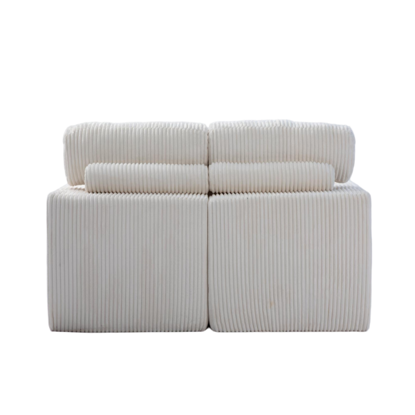 Double Chaise Lounge Chair Indoor,Oversized Upholstered Sleeper Cloud Couch,Deep Seat Luxury Sofa Bed,Sectional Sofa Chaise Love-seat,Corduroy Reading Chair for Living Room,No Assembly Required,White-26