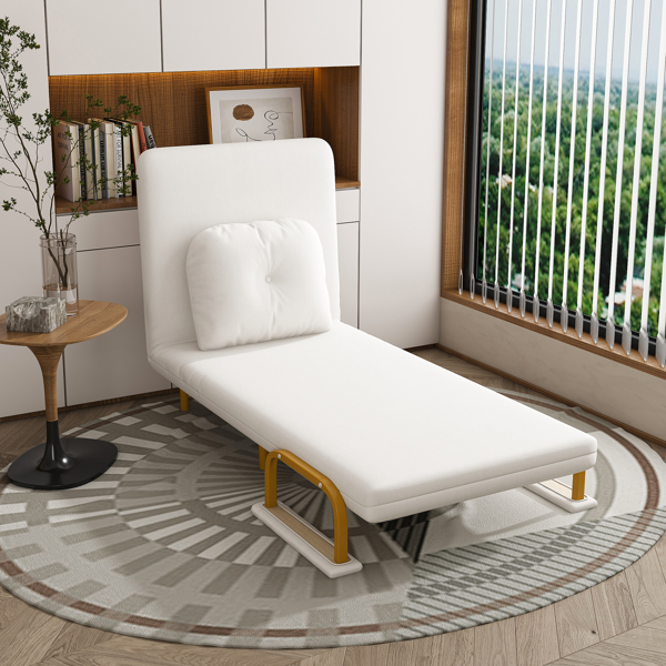Folding Sofa Bed 3-in-1 Convertible Chair - 5-Position Adjustable Backrest with Pillow, Space-Saving Sleeper for Living Room, Bedroom & Office (White)-10