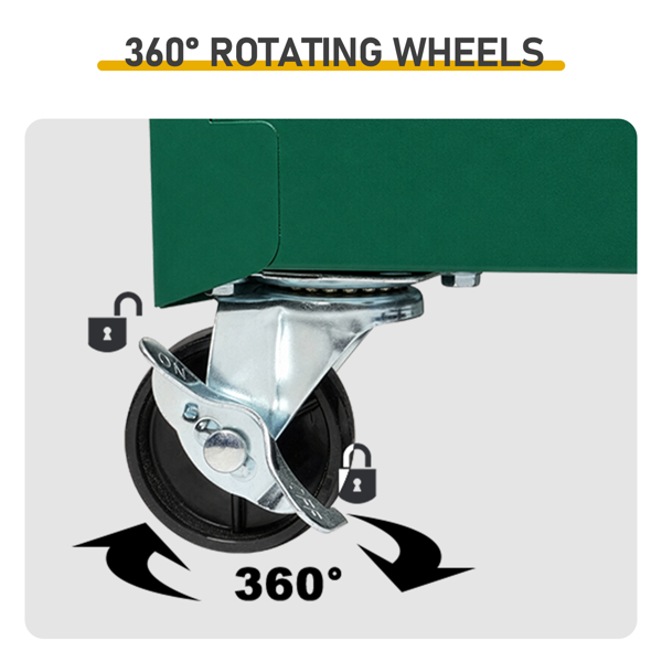 4抽带柜  带锁 330lb 钢制 维修工具车 军绿色-5