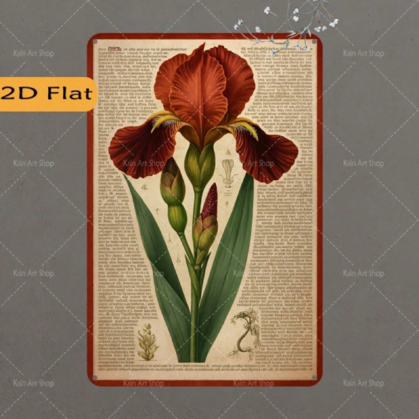 CIFbuy 复古瑞典标语铁皮招牌 2D平面 红色鸢尾花 复古文字艺术（TikTok, temu 自提物流）-1